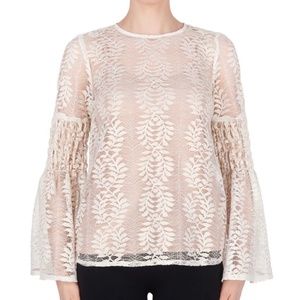 NWT Size 10 Joseph Ribkoff Ivory/Gold/Nude blouse